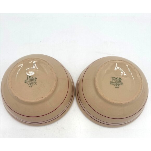 Shenango China Inca Ware Tan Bowls Red Stripes 5" Dia Set Of 2 Farmhouse N-9 - Picture 6 of 6